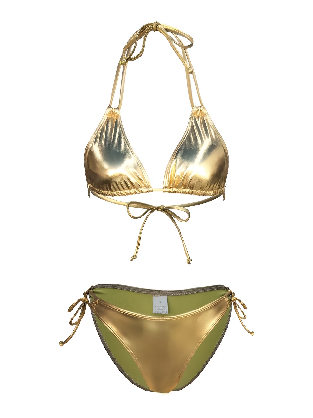 Shiny Fabric Bikini Swimsuit – Stylish Two-Piece Beachwear