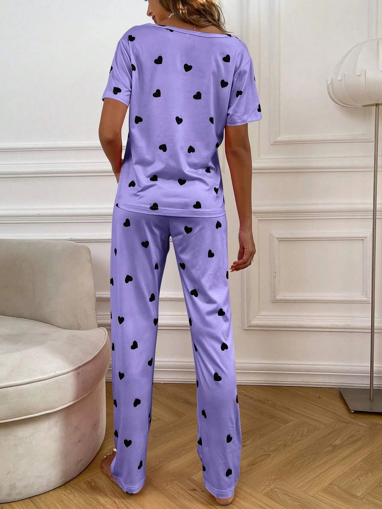 Heart Printed Night Suit Set – Soft T-Shirt & Pajama Sleepwear - Femora Store