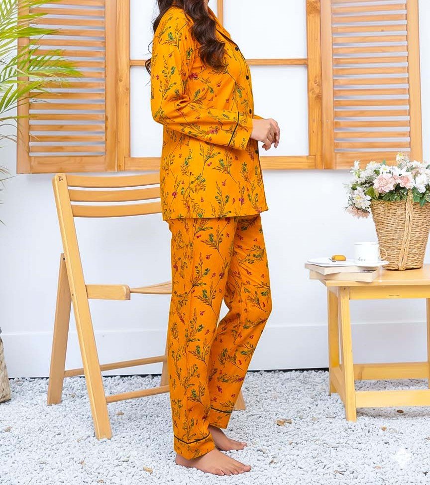 Imported Linen Printed PJ Set – Premium Soft Nightwear - Femora Store