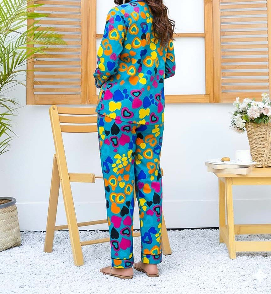 Imported Linen Printed PJ Set – Premium Soft Nightwear - Femora Store