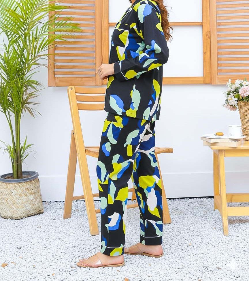 Imported Linen Printed PJ Set – Premium Soft Nightwear - Femora Store