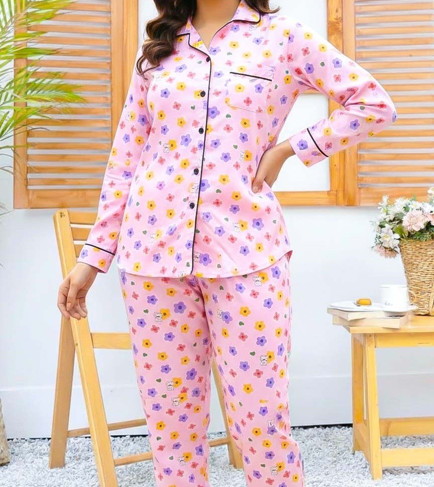Imported Linen Printed PJ Set – Premium Soft Nightwear - Femora Store