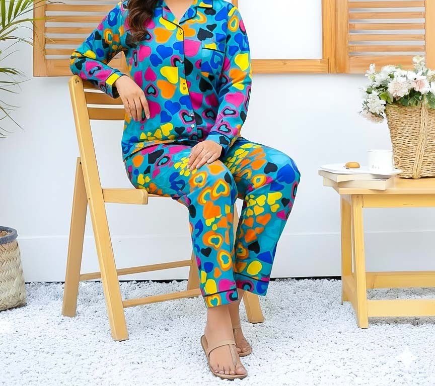 Imported Linen Printed PJ Set – Premium Soft Nightwear - Femora Store