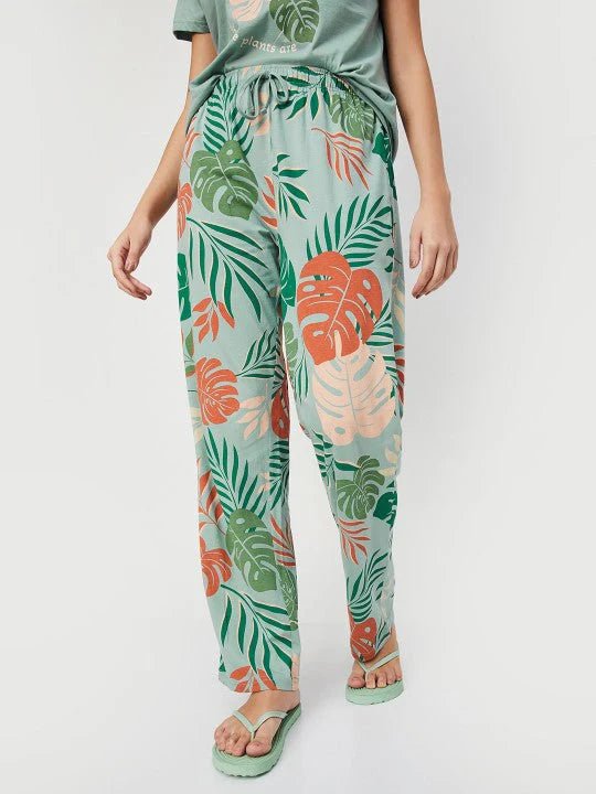 Tropical Printed Night Suit Set – Soft T-Shirt & Pajama Sleepwear - Femora Store