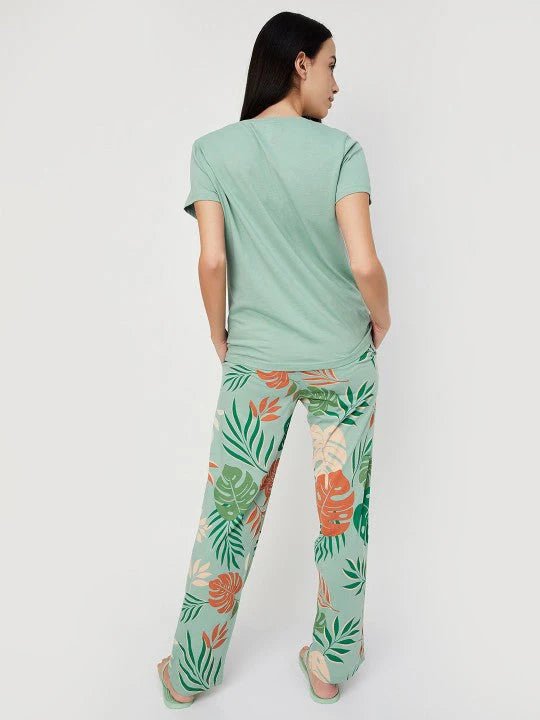 Tropical Printed Night Suit Set – Soft T-Shirt & Pajama Sleepwear - Femora Store